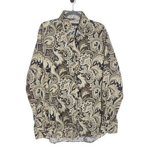 Dolce Guava Milano Khaki and Black Paisley Button Down Shirt NWT Size XL 17.5/18